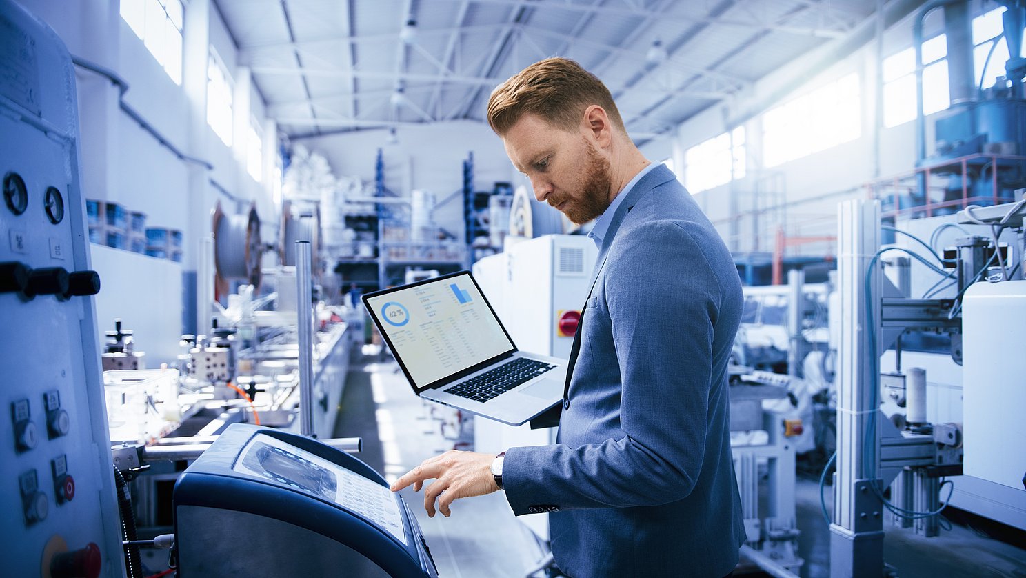 Factory manager in inspection of manufacturing.