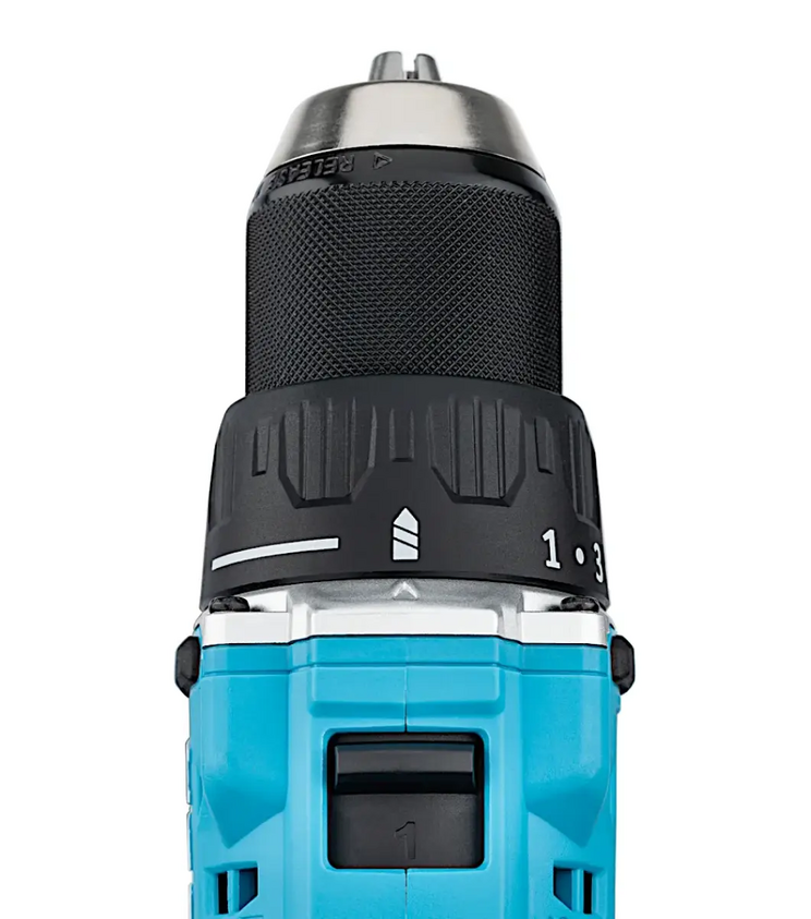 Nahaufnahme der Vorderseite des 9530-10 Akku-Bohrschraubers. Das Bohrfutter und die Verstellm&ouml;glichkeiten sind klar erkennbar. Der Hintergrund bleibt dezent.