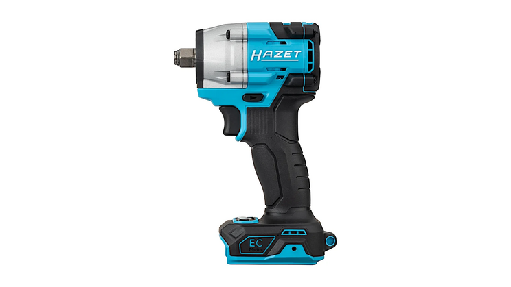 Seitliche Ansicht des Akku-Schlagschraubers 9512-600 mit blau-schwarzem Geh&auml;use und ergonomischem Griff.